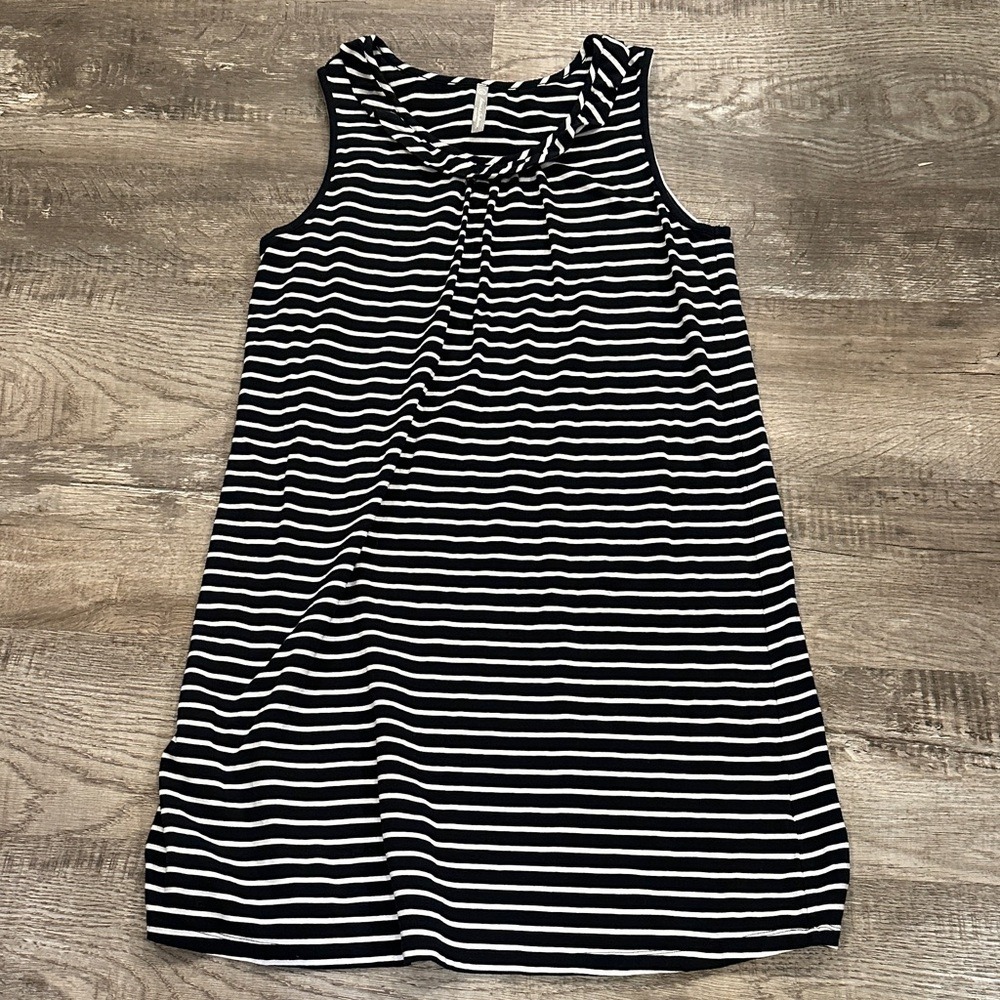 Hanna Andersson Black White Stripe Sleeveless Knit Dress Womens XL